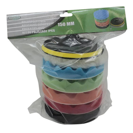 Hofftech Polijstset 7-delig – Ø 150 mm – Met M14 Adapter – Complete Polijstkit