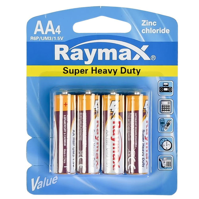 Raymax AA Batterijen - R6P - 1.5V - 4 stuks - Zink-Carbon