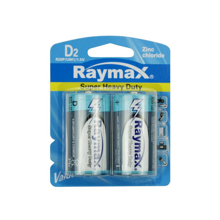 Raymax D Batterijen - R20P - 1.5V - 2 stuks - Zink-Carbon