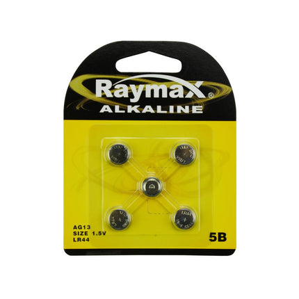 Raymax Knoopcelbatterijen - AG13 / LR44 - Alkaline - 1.5V - 5 stuks