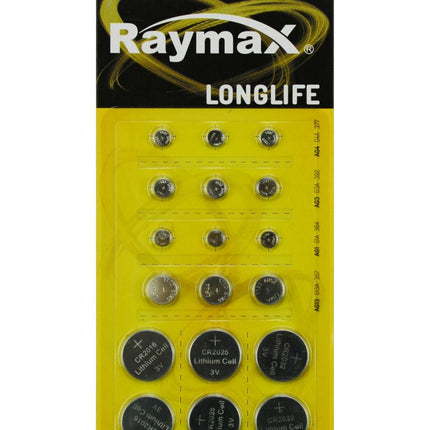 Raymax Knoopcel Batterijen Assortiment - Lithium & Alkaline - 18 stuks