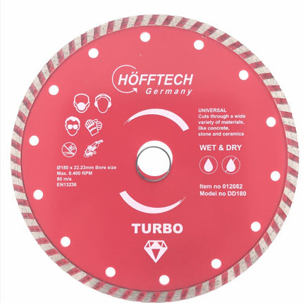 Hofftech Diamantschijf - Ø 180 mm - Nat & Droog - Steen & Beton
