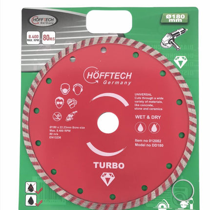 Hofftech Diamantschijf - Ø 180 mm - Nat & Droog - Steen & Beton