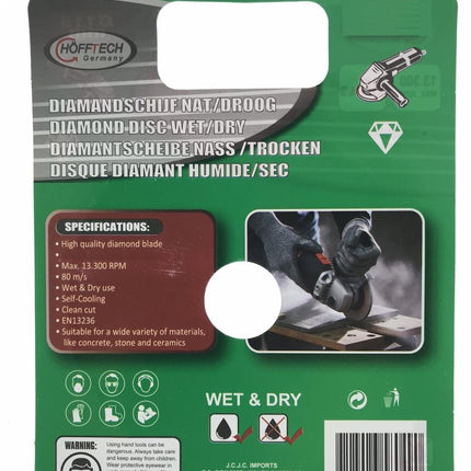 Hofftech Diamantschijf - Ø 180 mm - Nat & Droog - Steen & Beton