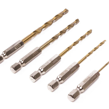 Hofftech Metaalboorset met Titanium Coating - 5-delig - HEX Bitaansluiting