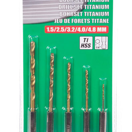 Hofftech Metaalboorset met Titanium Coating - 5-delig - HEX Bitaansluiting