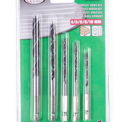 Hofftech Houtboorset - 5-delig - HEX Bitaansluiting - 4 t/m 10 mm