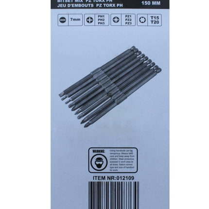 Benson Lange Bitset - 150 mm - 10-delig - PZ, PH & Torx - Chroom Vanadium