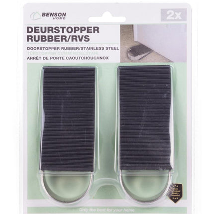 Benson Deurstopper Wig - Set van 2 - Rubber met RVS - 13 x 5 x 3 cm
