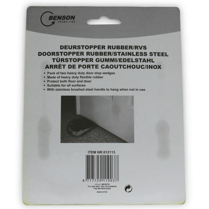 Benson Deurstopper Wig - Set van 2 - Rubber met RVS - 13 x 5 x 3 cm