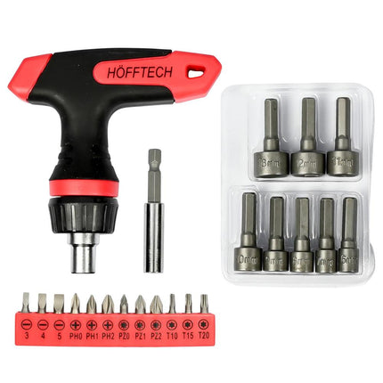 Benson Bit- en Doppenset - 21-delig - Inclusief Ratel T-greep - Cr-V