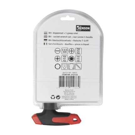 Benson Bit- en Doppenset - 21-delig - Inclusief Ratel T-greep - Cr-V