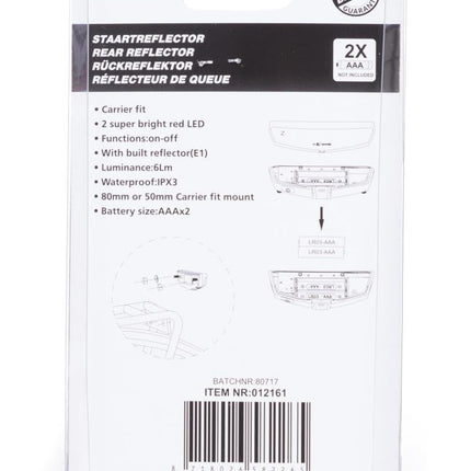 Benson LED Fietsachterlicht - Staartreflector - 2 LED's - Bagagedrager 50/80mm