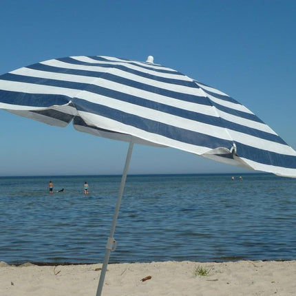 Benson Strandparasol - Wit/Blauw Print - Ø 160 cm - Aluminium Frame