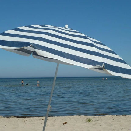 Benson Strandparasol - Ø 160 cm - Wit/Blauw Print - Aluminium Frame