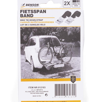 Benson Fietsriempjes met Metalen Gesp - 40 cm - 2 Stuks - Zwart