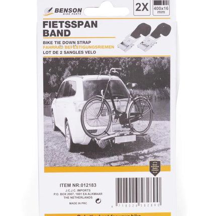 Benson Fietsriempjes met Metalen Gesp – 40 cm x 16 mm – 2 Stuks – Zwart