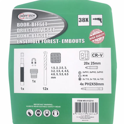 Hofftech Boor- en Bitset - 38-delig - HSS & CRV - Magnetisch