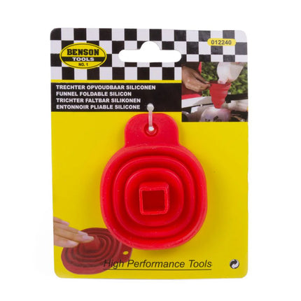 Benson Siliconen Trechter - 55 mm - Opvouwbaar - Rood - Met Hangoog