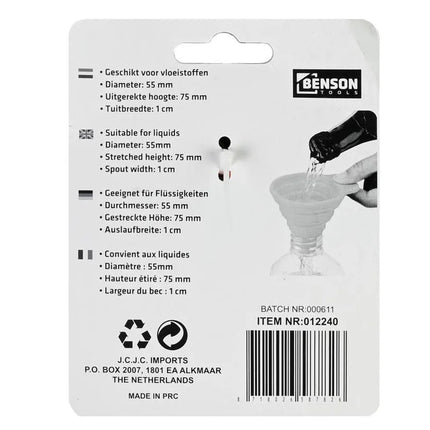 Benson Siliconen Trechter - 55 mm - Opvouwbaar - Rood - Met Hangoog
