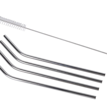 Benson Herbruikbare RVS Rietjes - 21.5 cm - 4 Stuks - Inclusief Afwasborstel