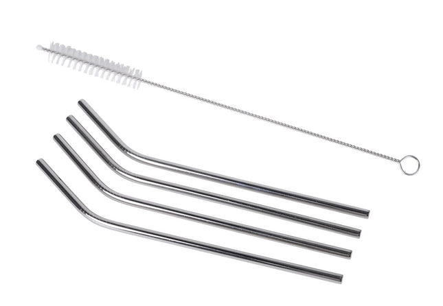 Benson Herbruikbare RVS Rietjes - 21.5 cm - 4 Stuks - Inclusief Afwasborstel