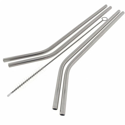 Benson Herbruikbare RVS Rietjes - 21.5 cm - 4 Stuks - Inclusief Afwasborstel
