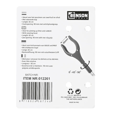 Benson Grijptang - Pick Up Tool - 82 cm - Draaibare Kop - Extra Grip
