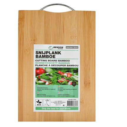 Benson Bamboe Snijplank - 24 x 34 x 2 cm - Duurzaam - Met Aluminium Handgreep