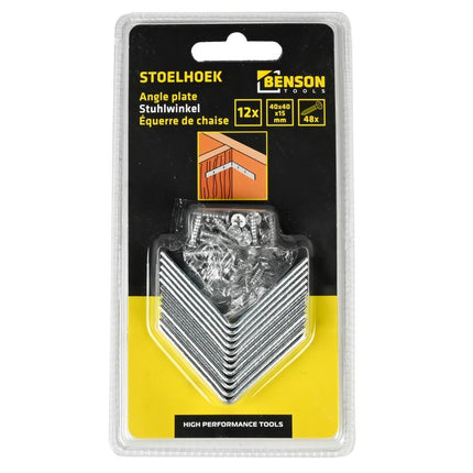 Benson Stoelhoek 12-delig – 40 x 40 x 15 mm – Inclusief 48 Schroeven