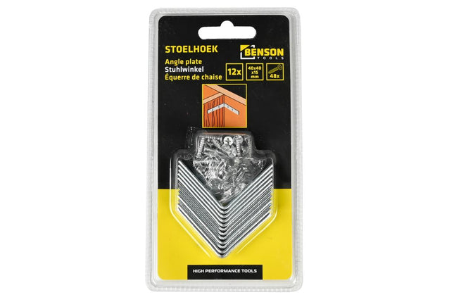 Benson Stoelhoek 12-delig – 40 x 40 x 15 mm – Inclusief 48 Schroeven