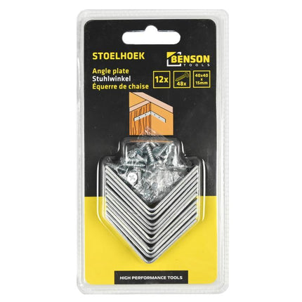 Benson Stoelhoek 12-delig – 40 x 40 x 15 mm – Inclusief 48 Schroeven