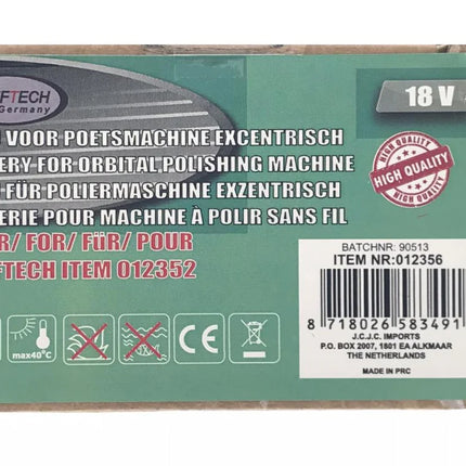 Hofftech Reserve Accu 18V – Li-Ion – Voor Excentrische Poetsmachine (012352)