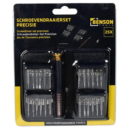 Benson Precisie Schroevendraaierset - 25-delig - Magnetisch - Etui
