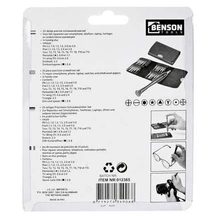 Benson Precisie Schroevendraaierset - 25-delig - Magnetisch - Etui