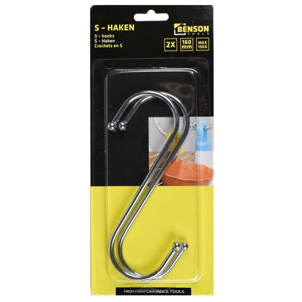 Benson S-Haken 160 mm – Set van 2 – Veelzijdige Ophanghaken