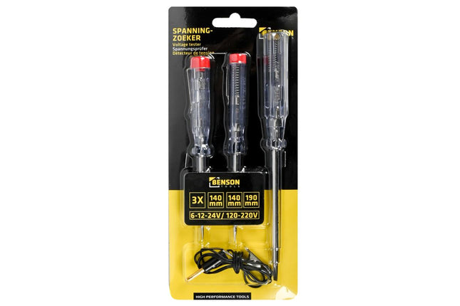 Benson Spanningzoeker Set - 6/12/24 Volt - 3 maten - Inclusief Aardeclip