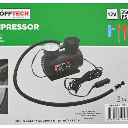 Hofftech Compacte 12V Compressor - 250 PSI / 17 Bar - Met Accessoires