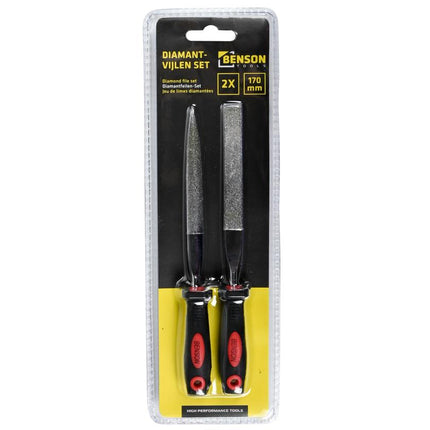 Benson Diamantvijlset - 2-delig - Plat & Halfrond - Korrel 120