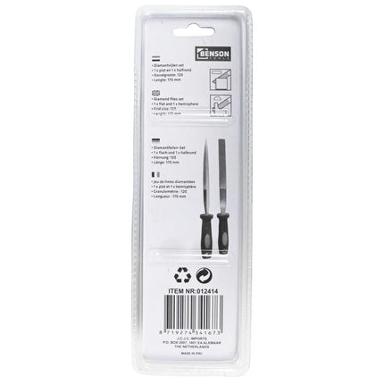 Benson Diamantvijlset - 2-delig - Plat & Halfrond - Korrel 120
