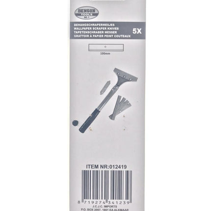 Benson Behangschrapermesjes 100 mm - 5 Stuks - Gehard Staal