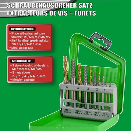 Hofftech Tapeind Uitdraai- en Boorset - 10-delig - M1 t/m M5