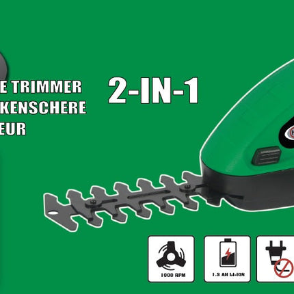 Hofftech 2-in-1 Accu Gras- en Heggenschaar - 8V 1300 mAh