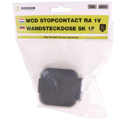 Benson Enkel Buitenstopcontact – IP54 Waterdicht – Grijs/Antraciet