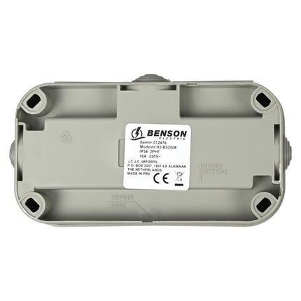 Benson Dubbel Buitenstopcontact – IP54 Waterdicht – Grijs/Antraciet