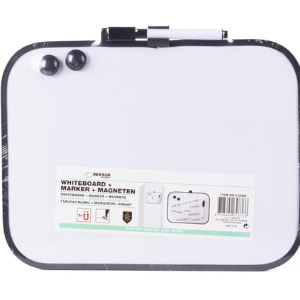 Benson Magnetisch Whiteboard - 28 x 22 cm - Zwart Frame - Incl. Marker