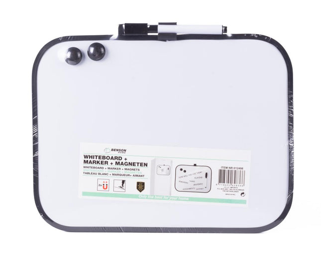 Benson Magnetisch Whiteboard - 28 x 22 cm - Zwart Frame - Incl. Marker