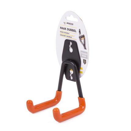 Benson Dubbele Opberghaak 70 x 60 mm - Zwart/Oranje - Universele Gereedschapshaak
