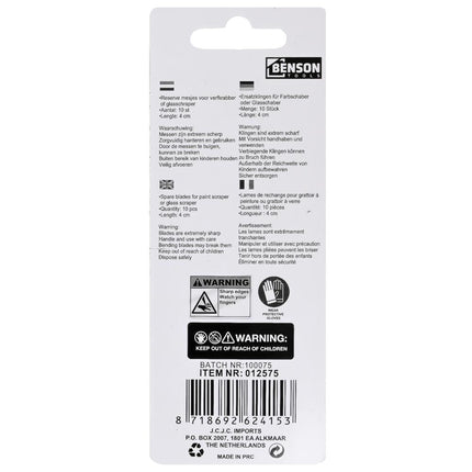 Benson Reservemesjes voor Verfkrabber & Glasschraper 40 mm - 10 stuks