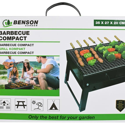 Benson Compacte Barbecue met Handvat - 35 x 27 x 20 cm - Zwart